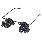 AWJ 20X Brillen Typ Double Eye Binocular Lupe Uhrenreparaturwerkzeug Lupe mit Zwei einstellbaren LED-L