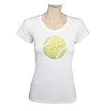 Tennis T-Shirt Druck mit Tennisball Name Verein personalisiert lustige Geschenkidee für Tennisspieler und Fans (S, Damen T-Shirt)