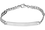 FILANGO Schmuck 925er Silber | ID-Armband mit Gravurplatte | rhodiniert & hochglanzpoliert | Breiten- & Längenausw
