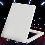 YISUPP Wc Sitz Absenkautomatik Weiß Toilettendeckel Softclose Eckig Form Wc Deckel mit Absenkautomatik Klobrille für Dauerhaften Halt, Deckel Easy-Clean,white-40~45cm*34.5