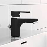 EISL NI075DINBCR DIZIANI Waschtischarmatur, Wasserhahn Bad, Einhebelmischer mit Ablaufgarnitur, Mischbatterie Waschbecken, Schwarz/C