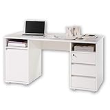 PRIMUS 2 Schreibtisch mit Schubladen, Weiß - Bürotisch Computertisch fürs Homeoffice mit Stauraum und offenen Ablagefächern - 145 x 74 x 65 cm (B/H/T)