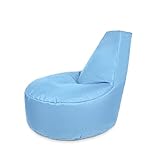 Patchhome Gamer Sessel mit Reißverschluss Lounge Kissen Sitzsack Sitzkissen Bean Bag In & Outdoor geeignet fertig befüllt (Ø 80cm x Höhe 90cm mit reißverschluss, Hellblau)