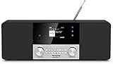 TechniSat DIGITRADIO 4 C - Stereo Digital-Radio (DAB+, UKW, Farbdisplay, Bluetooth-Audiostreaming, Kopfhöreranschluss, AUX-Eingang, Radiowecker, OLED Display, 20 Watt RMS, Elac Lautsprecher) schw