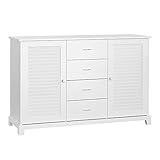 HOMCOM Sideboard Schrank Dielenschrank Badschrank Kommode Lamellentür Weiß 120,2x40,2x80,2