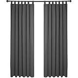 Deconovo Blickdicht Gardinen Verdunkelung Vorhang Verdunklungsvorhänge Schallschutz Wohnzimmer Schlafzimmer, 220x140 cm(HöhexBreite), Dunkelgrau, 2er S