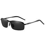 LZXC Herren Polarisierte Sonnenbrille UV400 Schutz Brille zum Autofahren, Schwarzer Rahmen Schwarzer L