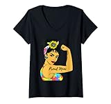 Damen Autismus Monat Stolze Mimi Oma Frühling Sonnenblume Frauen T-Shirt mit V
