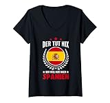 Damen Spanien Urlaub Spanische Flagge Teneriffa Spain Spanisch T-Shirt mit V