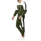 Take idea Jogginganzug Herren Mode Farbkontrast Slim Fit Hoodies Stretch Sweathose Mit Kordelzug Atmungsaktiv Sportanzug Urban Freizeitanzug Bequeme Trainingsanzug Fitnessanzug
