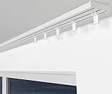 ALOHA Gardinenschiene aus Aluminium Vorhangschienen, Deckenbefestigung 2, 3, 4 -läufig für Schiebevorhänge, Vorhänge (RIO / 3-läufig / 240cm / mit Paneelclipsen / Weiß)