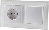 UP Kristallglas Steckdose + Taster - All-in-One - Rahmen + Unterputz-Einsatz + Abdeckung - weiß