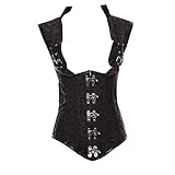 Damen Unterbrustkorsett Vintage Lace Up Back Slim Fashion Shapewear Weste Body Shaper Corsage Top, Schwarz , 38