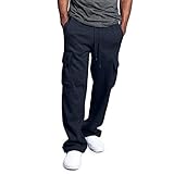 KIMODO Cargohose Jogginghose Sporthose für Herren Sweatpants Herbst Winter Hose Lässige Laufenhose Fitnesshose Freizeithose mit Mehreren Taschen (A-Marine, 3XL)