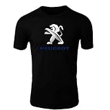 Peugeot T-Shirt Logo Clipart Herren CAR Auto Tee TOP Black White Short Sleeves (M, Black)