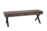 Sitzbank Donna II, Bezug Softex Vintageoptik Braun, X-Metallgestell Anthrazit, 140x45x48