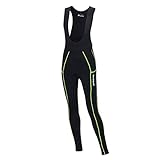Airtracks Thermo Fahrradhose TRÄGERHOSE Hose PRO BIP/Radhose/Radlerhose / 3D SITZPOLSTER/Reflektoren - LANG - schwarz-neon - XL
