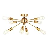 PINFU Sputnik Kronleuchter Metall Deckenleuchte 8 Lichter Vintage Semi Flush Mount Leuchten für Wohnzimmer Küche S