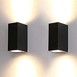 2 Stücke Außerhalb Wandleuchte, Druckgussaluminium Auf Und Ab Beleuchtungswandlampe, GU10. Außenwand Sconce, IP44. Wasserdichte Black Garden Lichter Für Terrasse, F