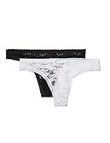 Amazon-Marke: Iris & Lilly Damen Tanga aus Spitze, 2er-Pack, Mehrfarbig (White/Black), L, Label: L