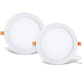 LVWIT 2x 18W Ultraslim LED Einbauleuchten, ersetzt 150W Halogen, runde Deckenleuchte mit Treiber, Neutralweiß 4000K, 1650 lm, AC 230V, Downlight/Einbaustrahler/Einbauspots (2er Pack)