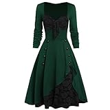 Y56 Frauen Plus Größe Partykleid Blume Spitzeneinsatz Mock Button Bowknot Vintage Kleid 144 Gold Winterkleider Cloak zweiteiliges attraktive Boned B