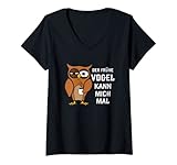 Damen Der Frühe Vogel kann mich mal Morgenmuffel Eule Kaffee T-Shirt mit V