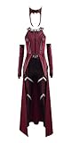 IDEALcos Wanda Maximoff Cosplay Kostüm für Damen Scarlet Witch Full Set Outfits mit rotem Umhang (Weinrot1, M)