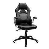SONGMICS Racing Stuhl Bürostuhl Gaming Stuhl Chefsessel Drehstuhl PU, schwarz, OBG62B