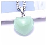 Hohe Qualität Herzförmige Halskette Mode Frauen Quarz Malachit Opal Bernstein Anhänger Halskette Beliebte Schmuck Party Geschenk Halskette (Metal Color : N325-green4)