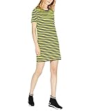 Michael Michael Kors Women's Striped T-Shirt Dress (Black/Neon Yellow, Petite/X-Small)