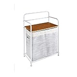 ZHONGTAI Badezimmerregal Kleines Badezimmer Lagerung Eckbodenorganisator mit Wäschekorb Bad Sink Organizer für Wohnzimmer Badezimmer Küche Eckregal Bad Stehend (Color : White)
