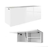 Badschrank 80cm breit Badmöbel Badezimmer Klapphängeschrank Schrank Hochglanz Matt Weiß (Weiß Matt/Weiß Hochglanz, 80 x 30 x 25)