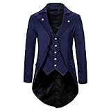 PANBOB Jacke Herren Slim Fit Vintage Drucken/Einfarbig Schwalbenschwanz Kostüm Herren Unregelmäßiger Saum Mode Gotisch Hofstil Jacke Herren Abschlussball Bankett Party Sakko H