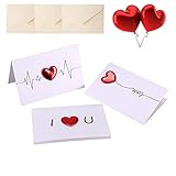 3Pcs Handmade Card Red Hearts 'Ich liebe dich' Grußkarten Personalisierte Karten Mit Umschlag für Sie Ihn Ehemann Ehefrau Freund Freundin am Geburtstag Valentinstag Jub