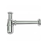 Cormorn Siphon Flaschensiphon Geruchsverschluss Waschbecken Sifon Ablauf für Bad Syphon,aus Metall Flaschengeruchsverschluss für Waschtisch W