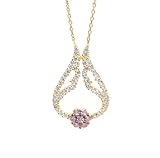Remi Bijou - Wunderschöne Elegante Halskette Anhänger - 'TULPE' Tropfen Rosa Blume - Zirkonia Strass Gold Farb