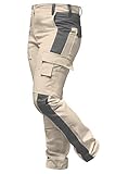 strongAnt Damen Arbeitshose atmungsaktive Stretchhose beige/hellbraune sichere Wanderhose mit funktionellen Taschen - Größe: 38