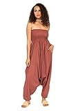 likemary Extraweite Damen Haremshose - Einteiler aus Baumwolle – Jumpsuit Overall - Pluderhose mit Bandeau Oberteil - Größen 36 bis 44 - Vielseitig anpassbar – R