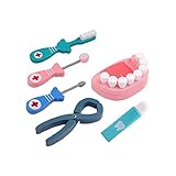 Arzt Kit Spielzeug, Holz Zahnarzt Spielset Rollenspiel Kit Kids Talend Play Emulational Dental Tool Set Spielzeug Für Kinder Medizin Kit 6pcs / S