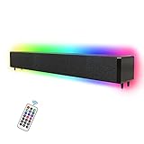 Soundbar Pc,Computer Lautsprecher Mit LED-Leuchten,Bluetooth 5.0 Für TV/Heimkino/Computer/Laptop, 17inch PC Lautsprecher Mit USB Flash Drive、SD、AUX,RC