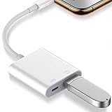 USB 3.0 Kamera Adapter,2 in 1 Light-ning-zu USB OTG Adapter mit Ladeanschluss Kompatibel mit i-Phone 11/X/XS/XR/8/7/6 und i-Pad,Unterstützt iOS 13,Kartenleser,USB-Flash-Laufwerk,Tastatur,M