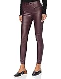 Amazon-Marke: find. Damen Skinny Fit-Hose mit Ledereffekt, Rot (Cranberry), 38, Label: M