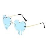 Harilla Mode Schmelz Herz Sonnenbrille für Frauen Unregelmäßigen Persönlichkeit Outdoor Reisen Einzigartige Shades Brillen Bunte - B