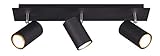 Trio Leuchten Deckenleuchte Marley 802400332, Metall Schwarz matt, Spotbalken 3-flammig, exkl. 1 x GU10
