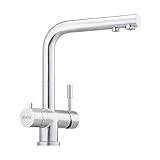 FRANKE Designer 3-Wege-Wasserhahn L-Auslauf, Edelstahl Massiv Küchenarmatur, Spültischarmatur, Mischbatterie, Dreiwege Wasserhahn, Für Osmoseanlagen Trinkwasseranlag