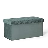 Sitzbox Hocker Mit Stauraum Für Wohnzimmer und Schlafzimmer Faltbarer Aufbewahrung Sitzwürfel mit Deckel Max Statische Belastbarkeit 150 kg 40 L 80L 76 x 38 x 38 cm Grün J