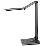 LED Schreibtischlampe, Lepro 18W Metall Tageslichtlampe, Touch-Control Tischlampe mit Timmer- und Speicherfunktion, Dimmbare Büro Leuchte mit USB-Anschluss, augenschonende LED,Einstellbare Helligk