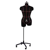 JJYY Schneiderpuppe Damen, Schneiderpuppe mit Rollen, Mode-Display, höhenverstellbar bis max. 170 cm, Styropor, Kleider nähen Brautkleid (Color : Black, Size : XXL-Model 88)
