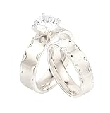 ANAZOZ Paar Ring Eheringe Paarpreis Unisex 1 Runde Weiß Zirkonia Par Edelstahl Paare Ringe Silber Paarring